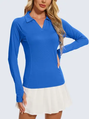 MATHCAT Women’s Long Sleeve Golf Shirts – UPF 50  Quick Dry Polo Tops Wholesale
