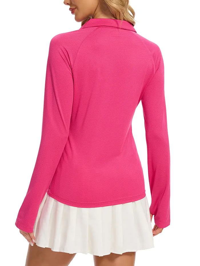 MATHCAT Women’s Long Sleeve Golf Shirts – UPF 50  Quick Dry Polo Tops Wholesale