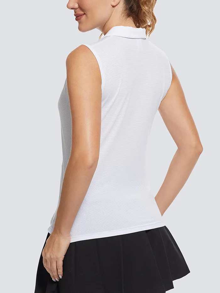MathCat Women's Polo Tank Tops UPF 50  Quick Dry Lightweight Athletic Golf Tank Top White
