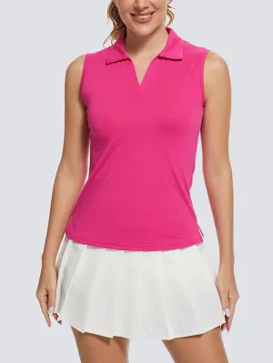 MathCat Women's Polo Tank Tops UPF 50  Quick Dry Lightweight Athletic Tennis Tank Top Rose Red