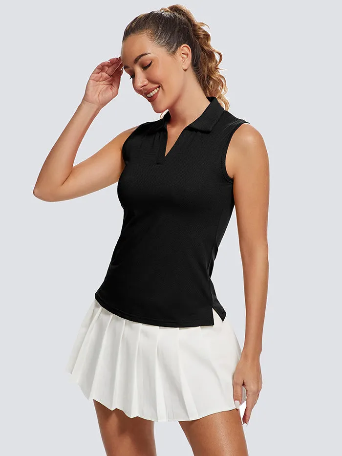 ‌MathCat Women's Sleeveless Golf Shirt - UPF 50 Quick-Dry & Lightweight Polo for Multi-Sport‌