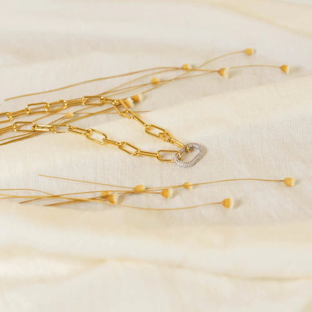 Paperclip and Pave Necklace