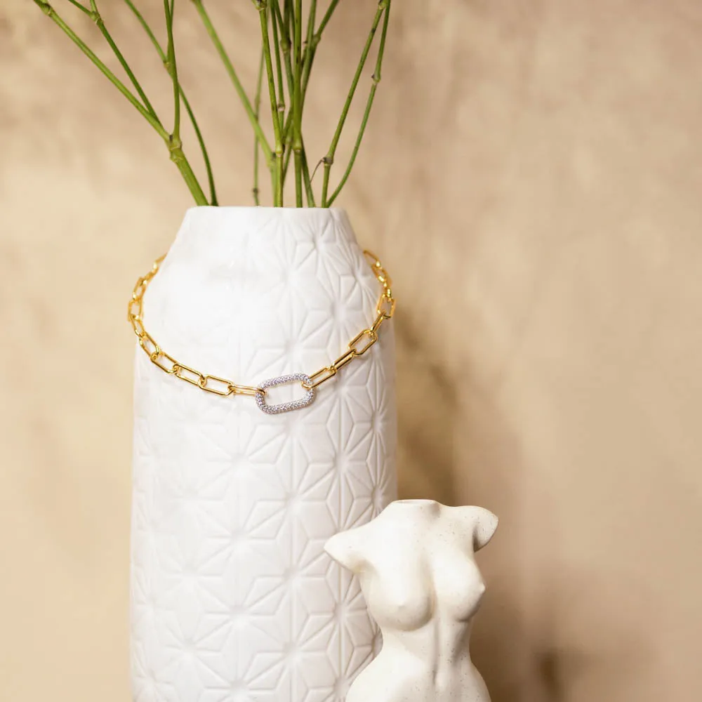 Paperclip and Pave Necklace
