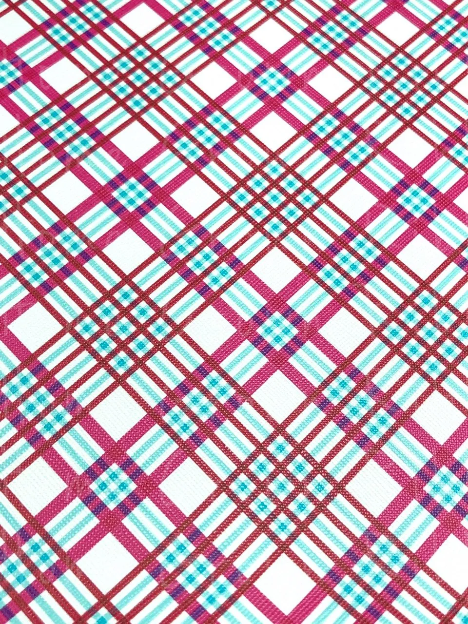 Pink and Blue Plaid Faux Leather Sheet USDR