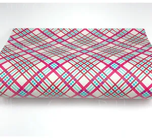 Pink and Blue Plaid Faux Leather Sheet USDR