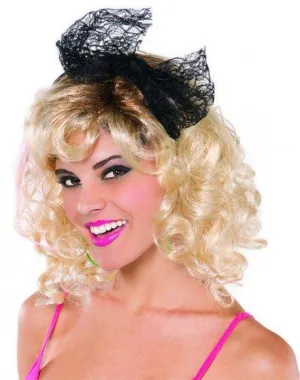 Popstar 80s Black Lace Bow Headband