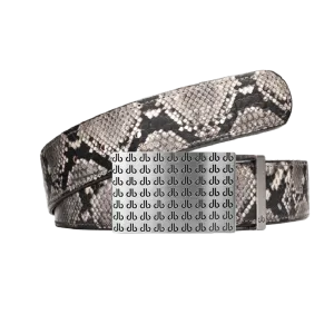 Python Snakeskin leather strap with db Repeat black and silver buckle