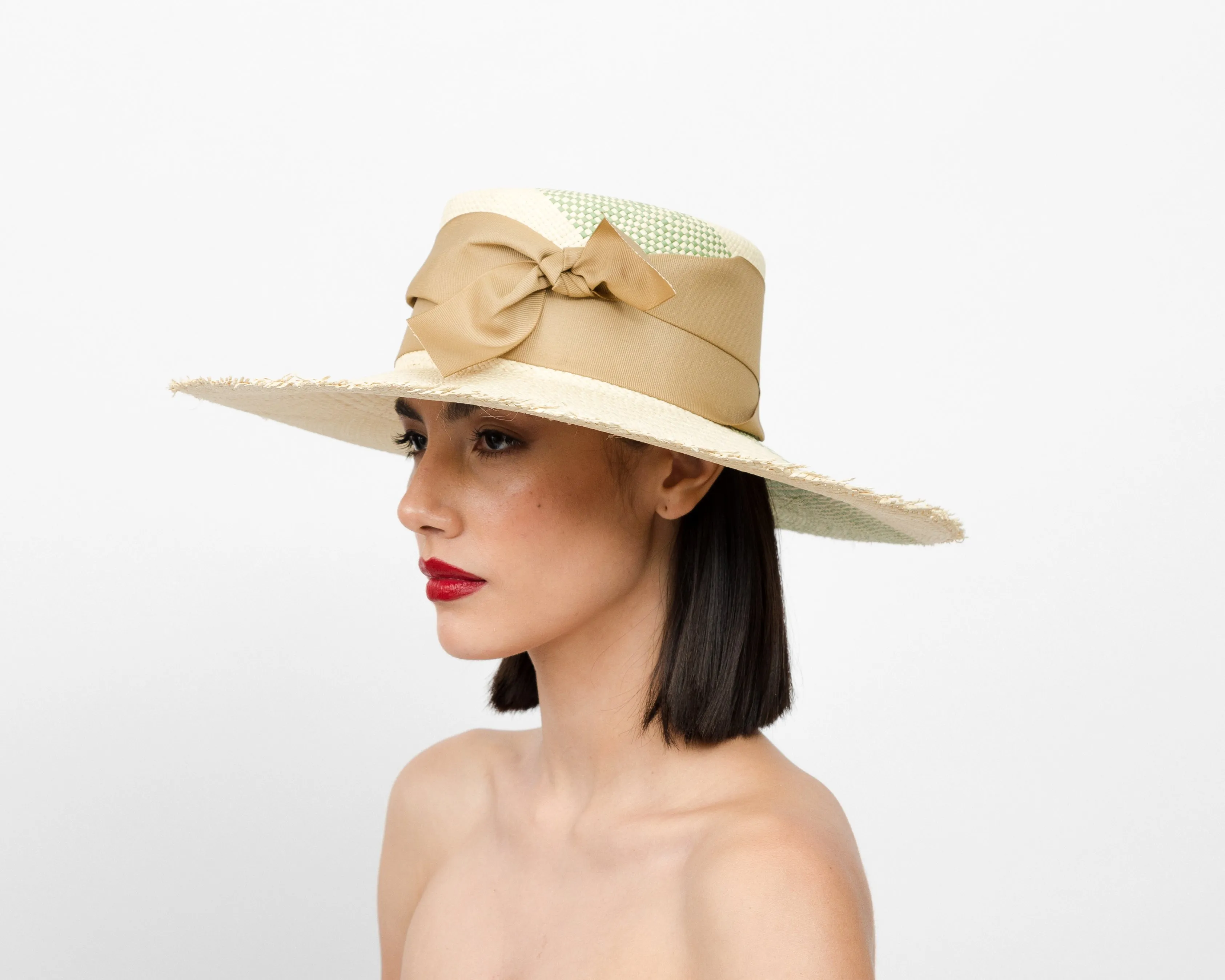 "Caracol" Frayed Cordovan Long Brim Hat