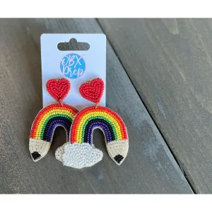 Rainbow Pencil Teacher Back to School Beaded Earrings