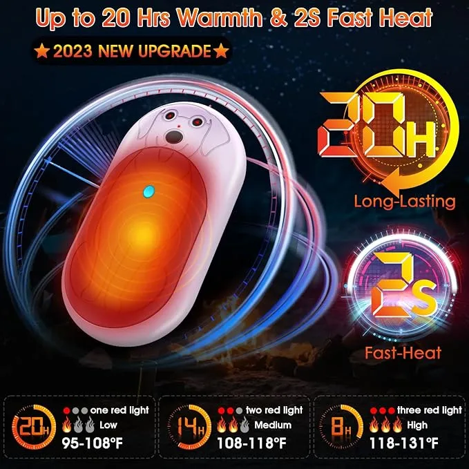 Rechargeable Hand Warmers 6000mAh Portable: Aleath Warm Gifts for Outdoor Hunting Camping - 2 Pack Electric Hot Handwarmers for Women Men