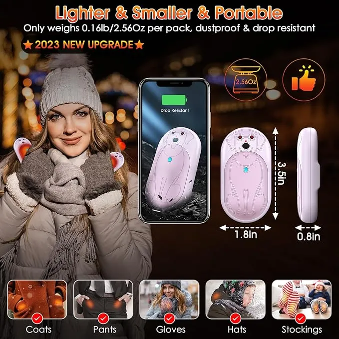 Rechargeable Hand Warmers 6000mAh Portable: Aleath Warm Gifts for Outdoor Hunting Camping - 2 Pack Electric Hot Handwarmers for Women Men