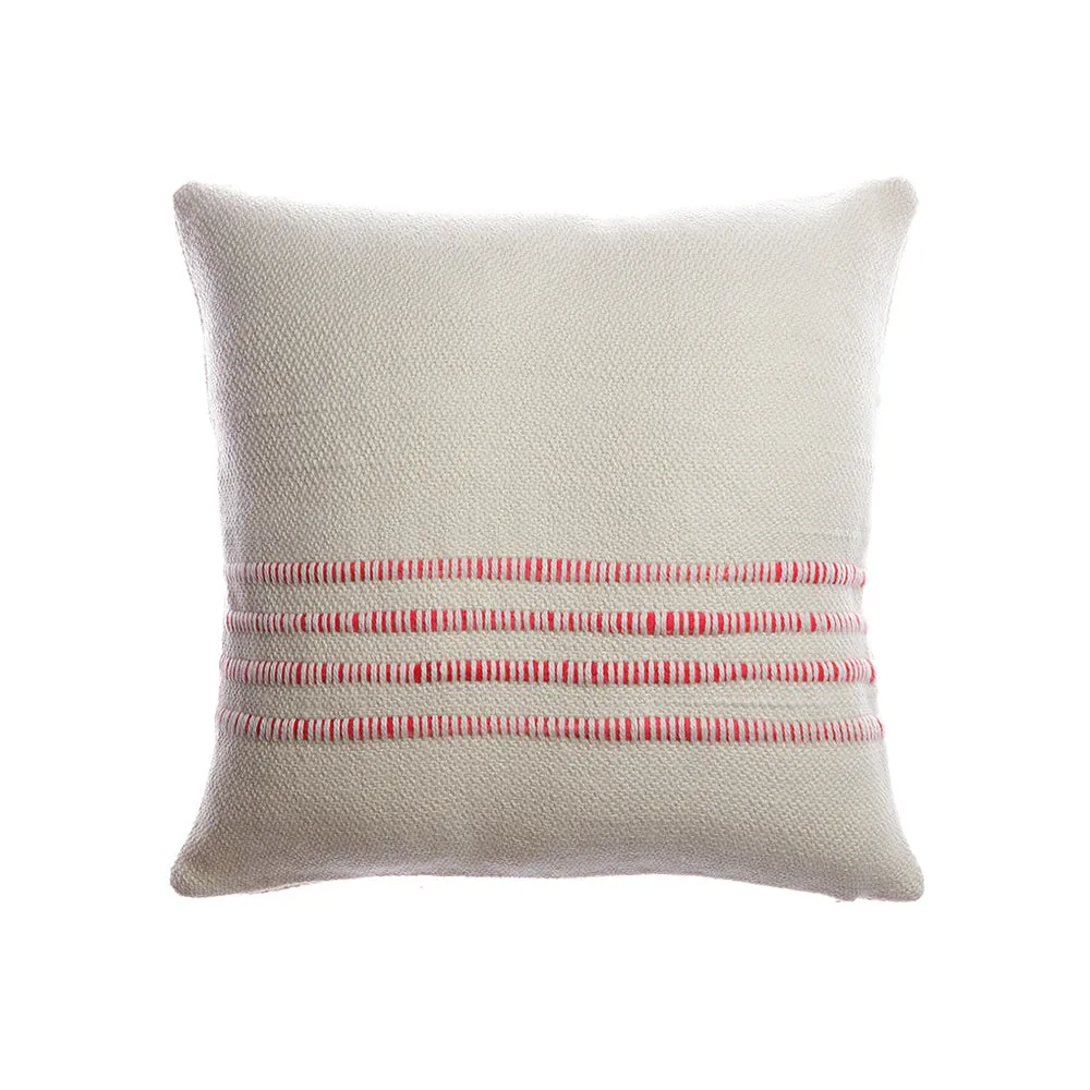 Red Striped Square Pillow