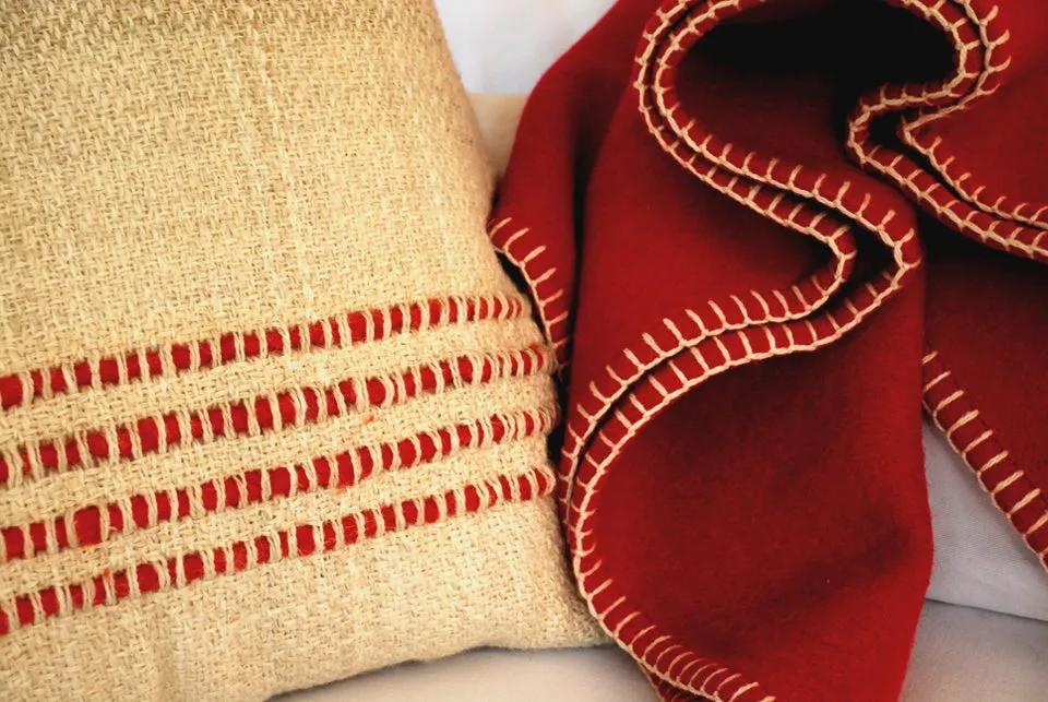 Red Striped Square Pillow
