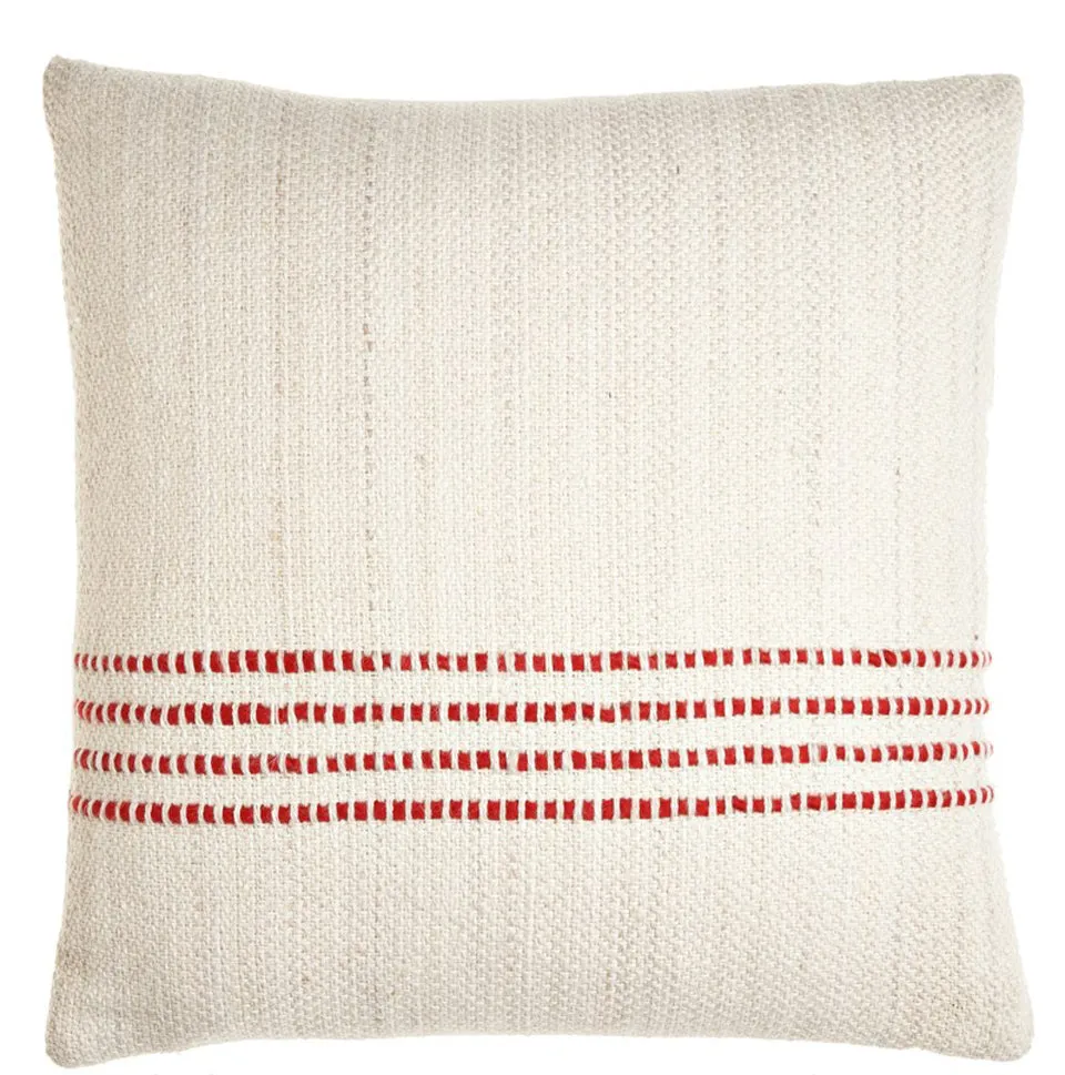 Red Striped Square Pillow