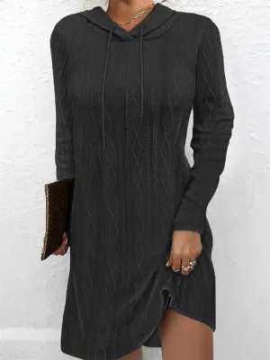 Rhombus Jacquard Trendy Hooded Knit Dress for Women