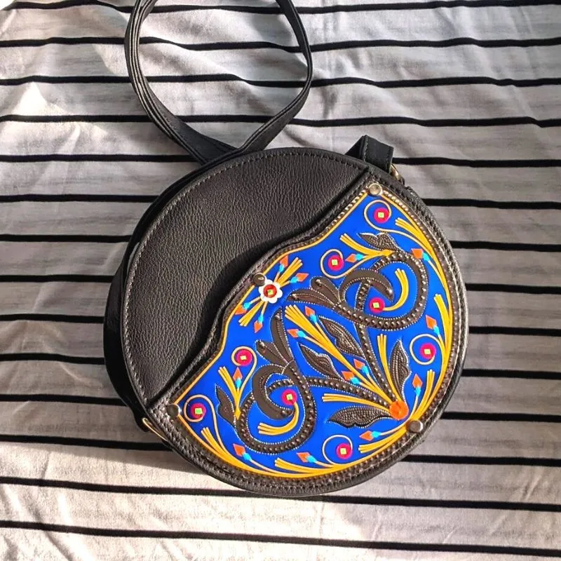 Royal Blue Personalised Round Cross Body Bag