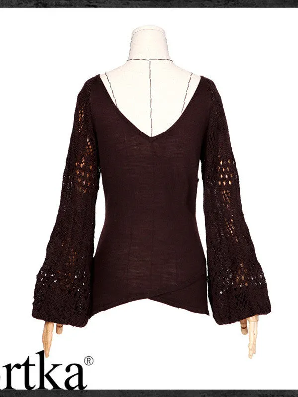 Sahara v-neck lantern sleeve knitted sweater
