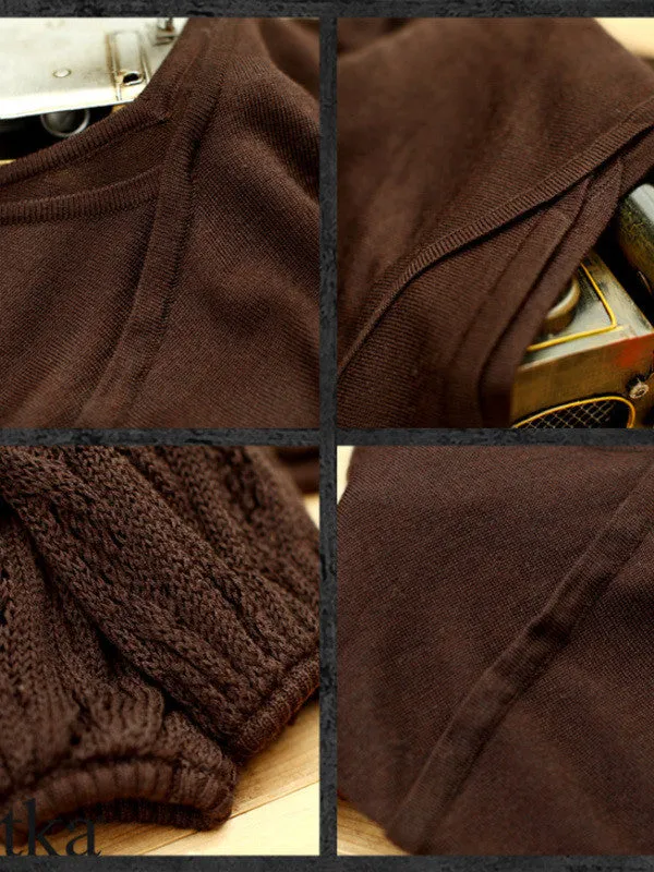 Sahara v-neck lantern sleeve knitted sweater