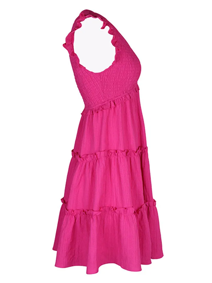 Sexy V Neck High-Rise Ruffle Mini Dress