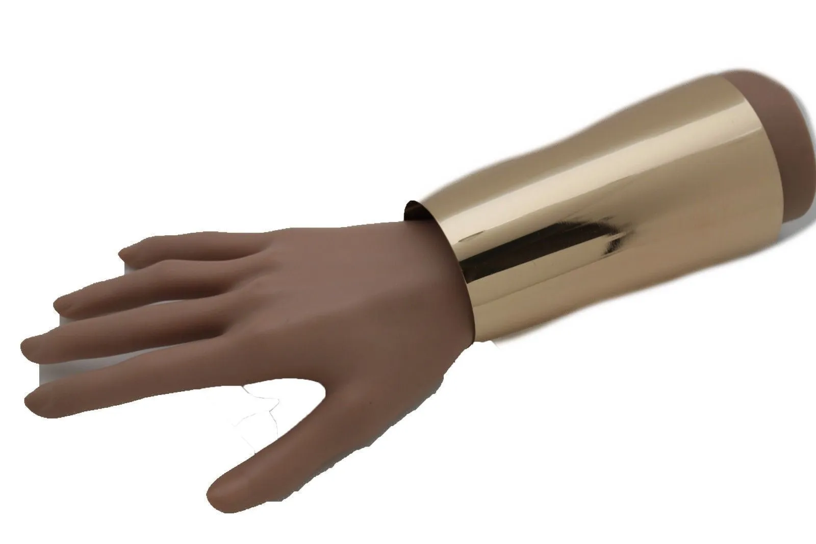 Shiny Light Pink Gold Metal Long Cuff Bracelet Bulky Wonder Fancy Style