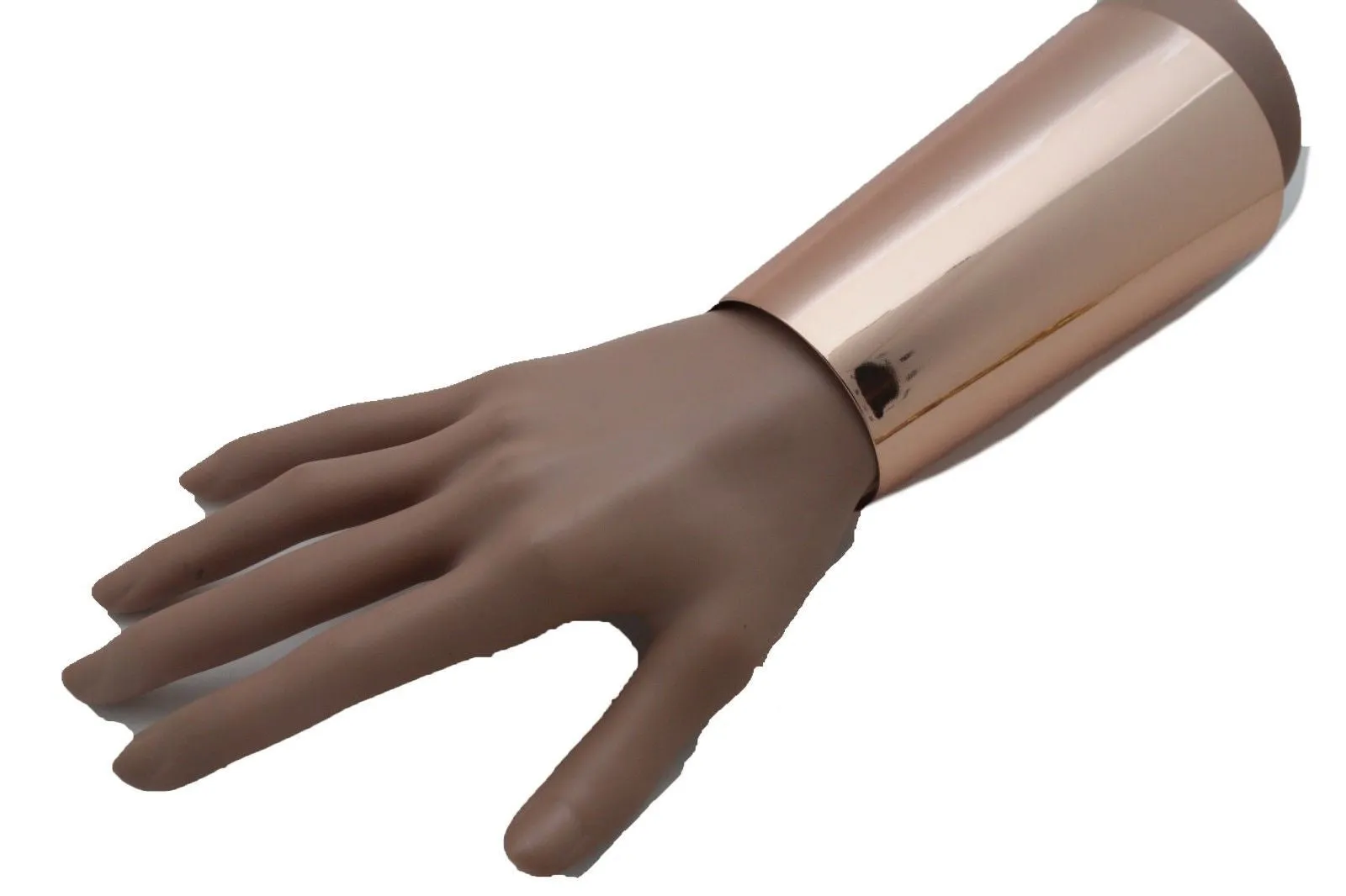 Shiny Light Pink Gold Metal Long Cuff Bracelet Bulky Wonder Fancy Style
