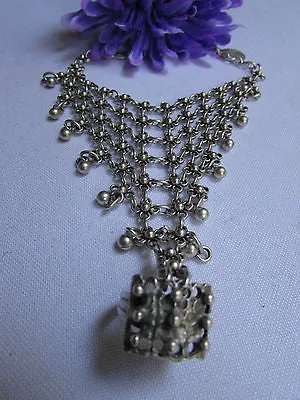 Silver Metal Hand Chain Bracelet Flower Turkish Cuff Ring Hand Made