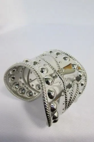 Silver Studs Cuff Wave Metal Bangle Wristband Bracelet Fashion