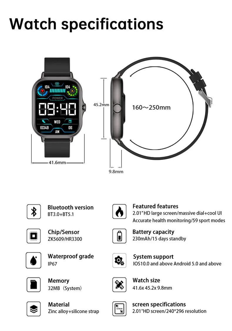 Smart Watch Heart Rate Monitor Bluetooth Talking Sports Fitness Tracker Waterproof Watch