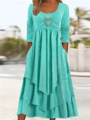 Spring Autumn Casual Waist Multi Layers Female Dresses