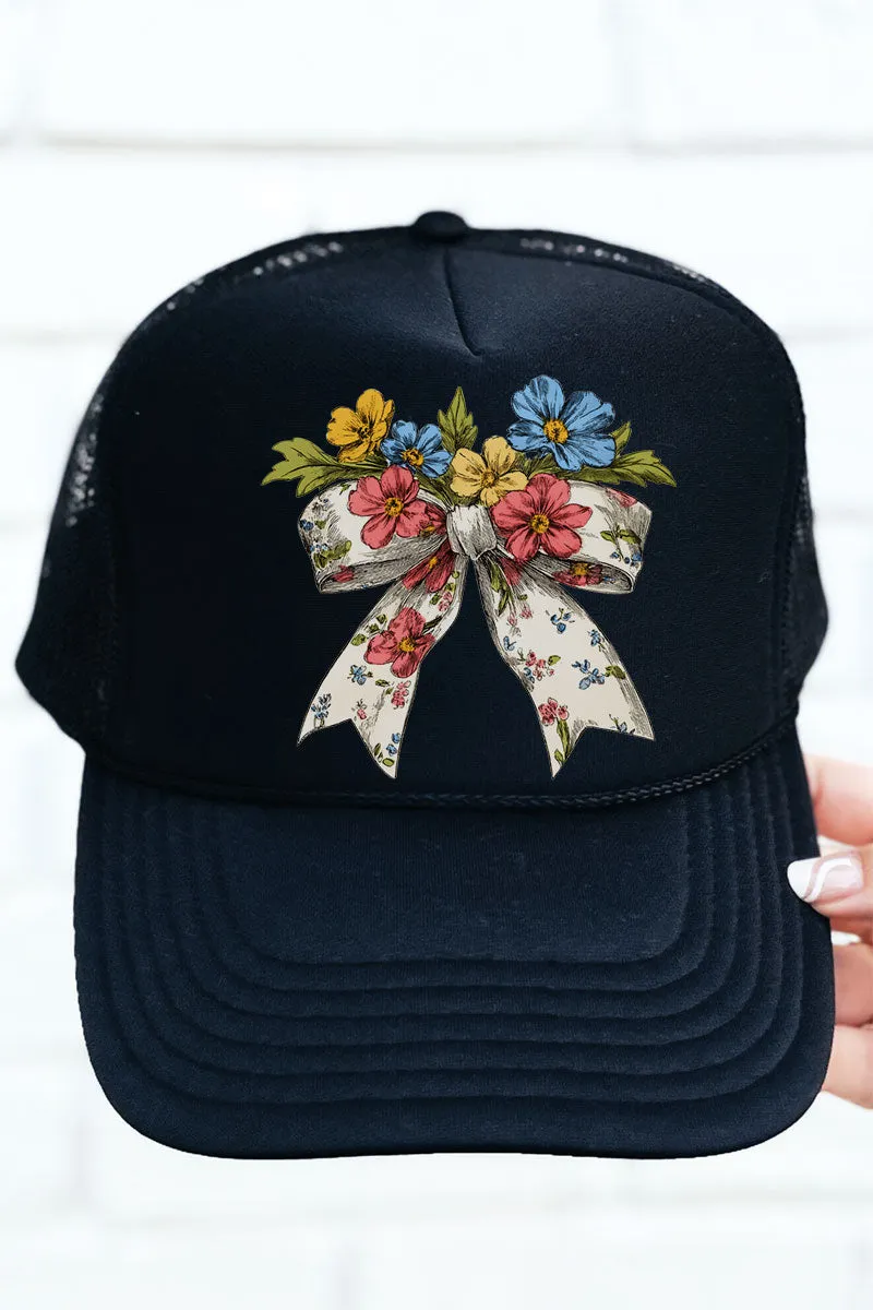 Spring Coquette Bouquet Otto Black Foam Front Trucker Hat
