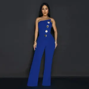 Strapless loose wide leg jumpsuit