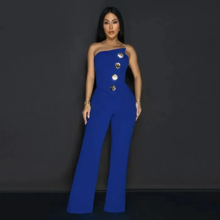 Strapless loose wide leg jumpsuit