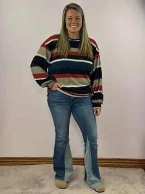 Striped Oversized Long Sleeve Top
