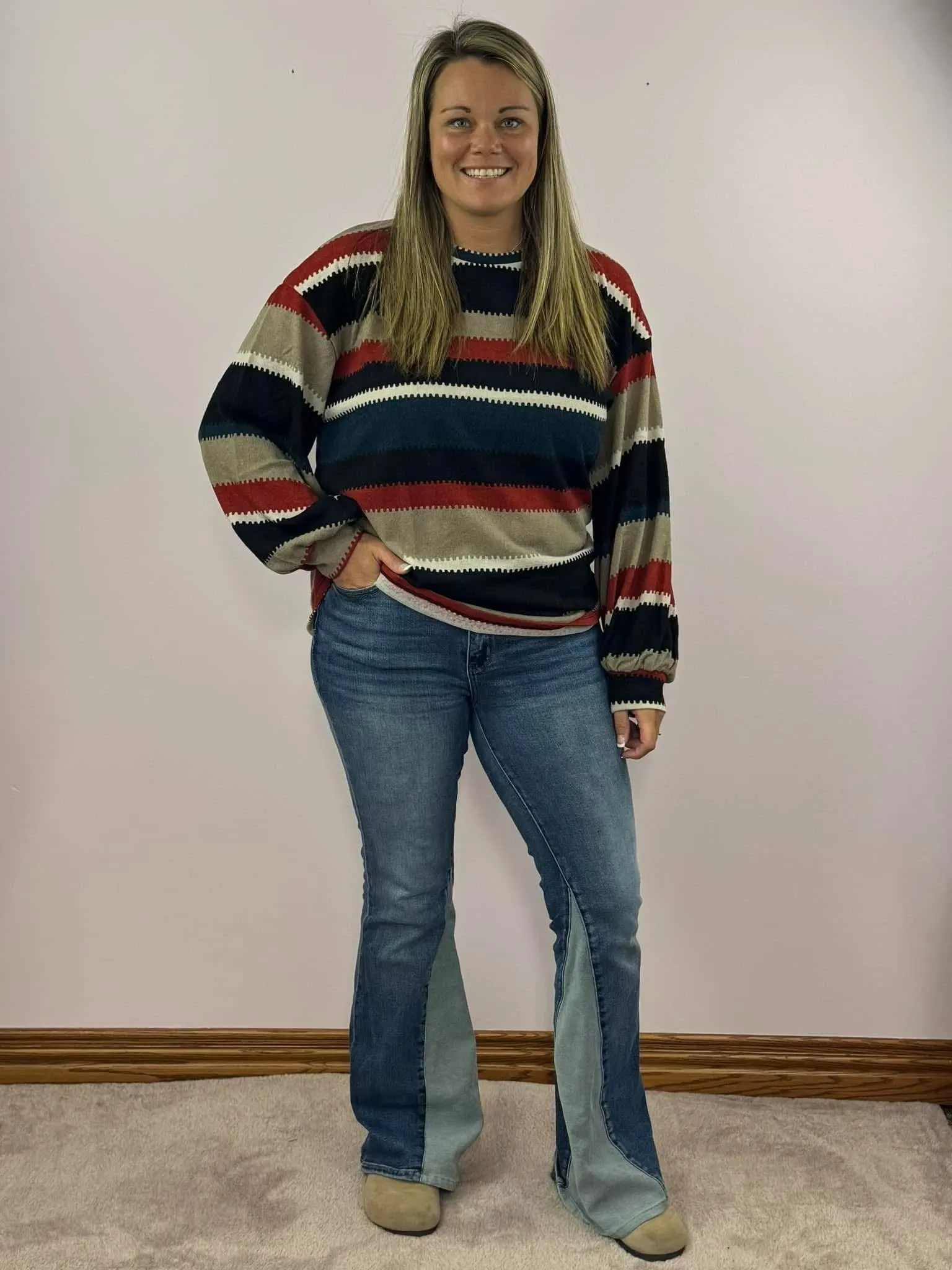 Striped Oversized Long Sleeve Top