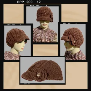 THE WINE AND GOLD BROWN ALPACA HAT, crochet beanie, woman's size, for cold weather, Christmas gift,