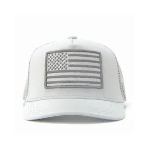 USA Flag Grey Mesh Trucker Hat