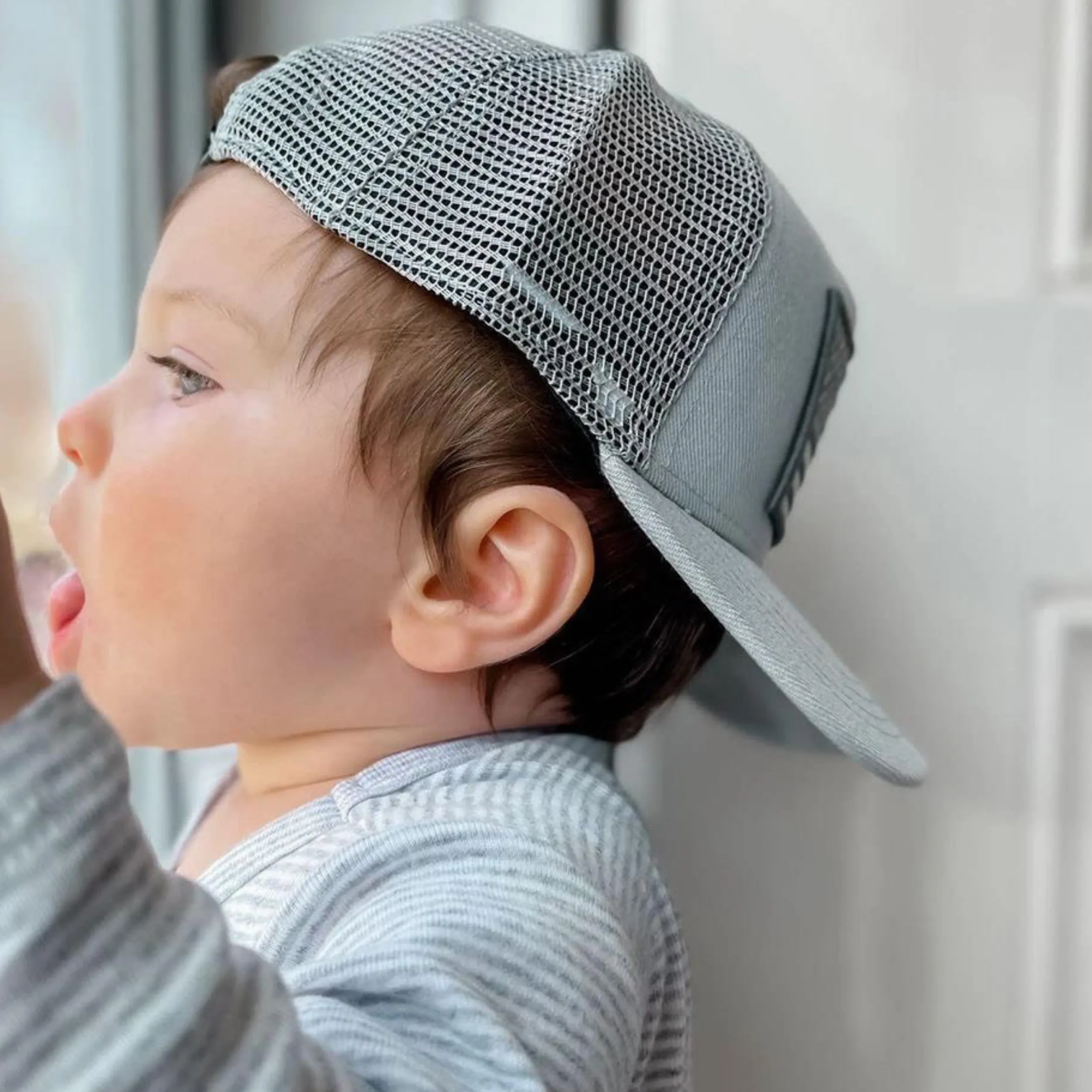 USA Flag Grey Mesh Trucker Hat