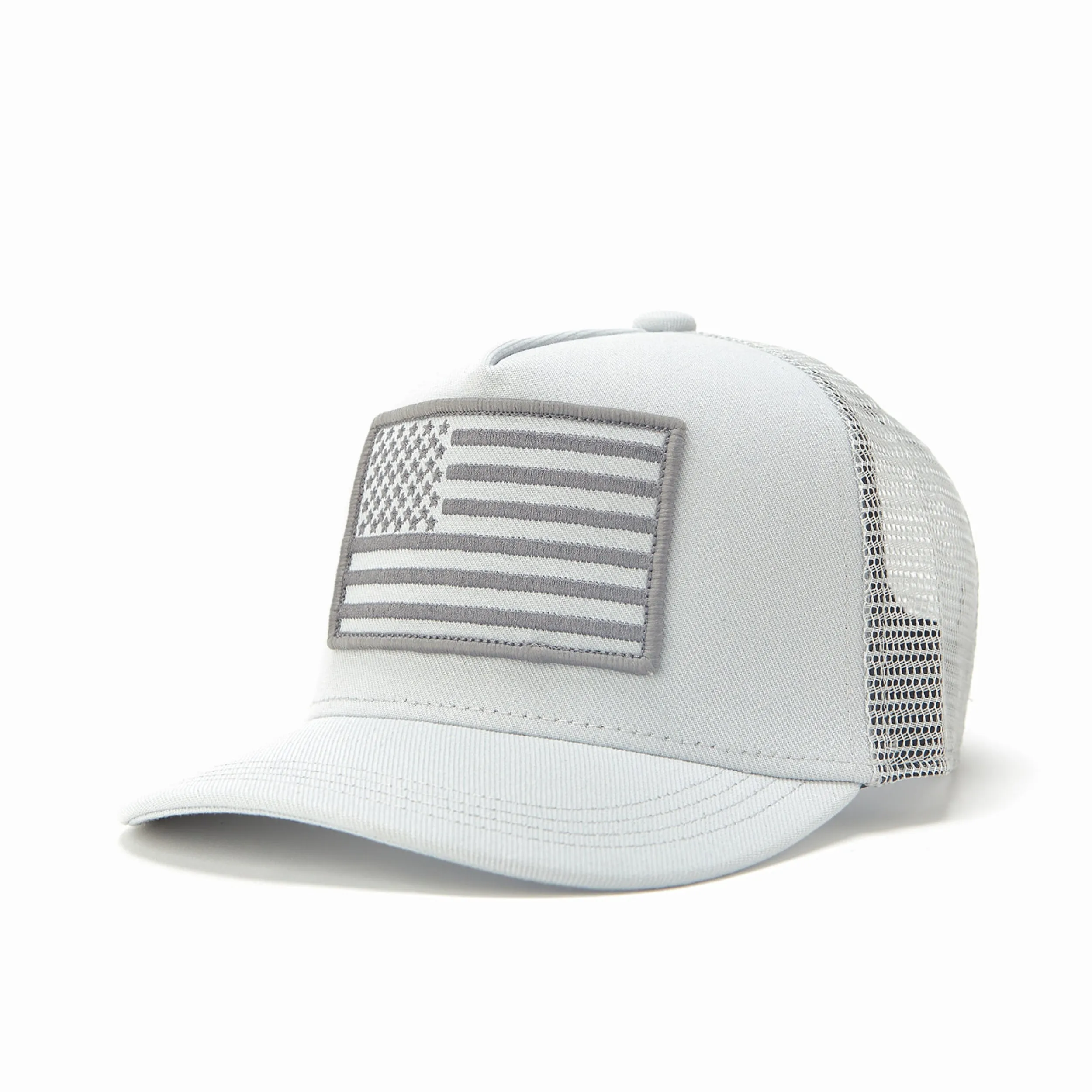 USA Flag Grey Mesh Trucker Hat