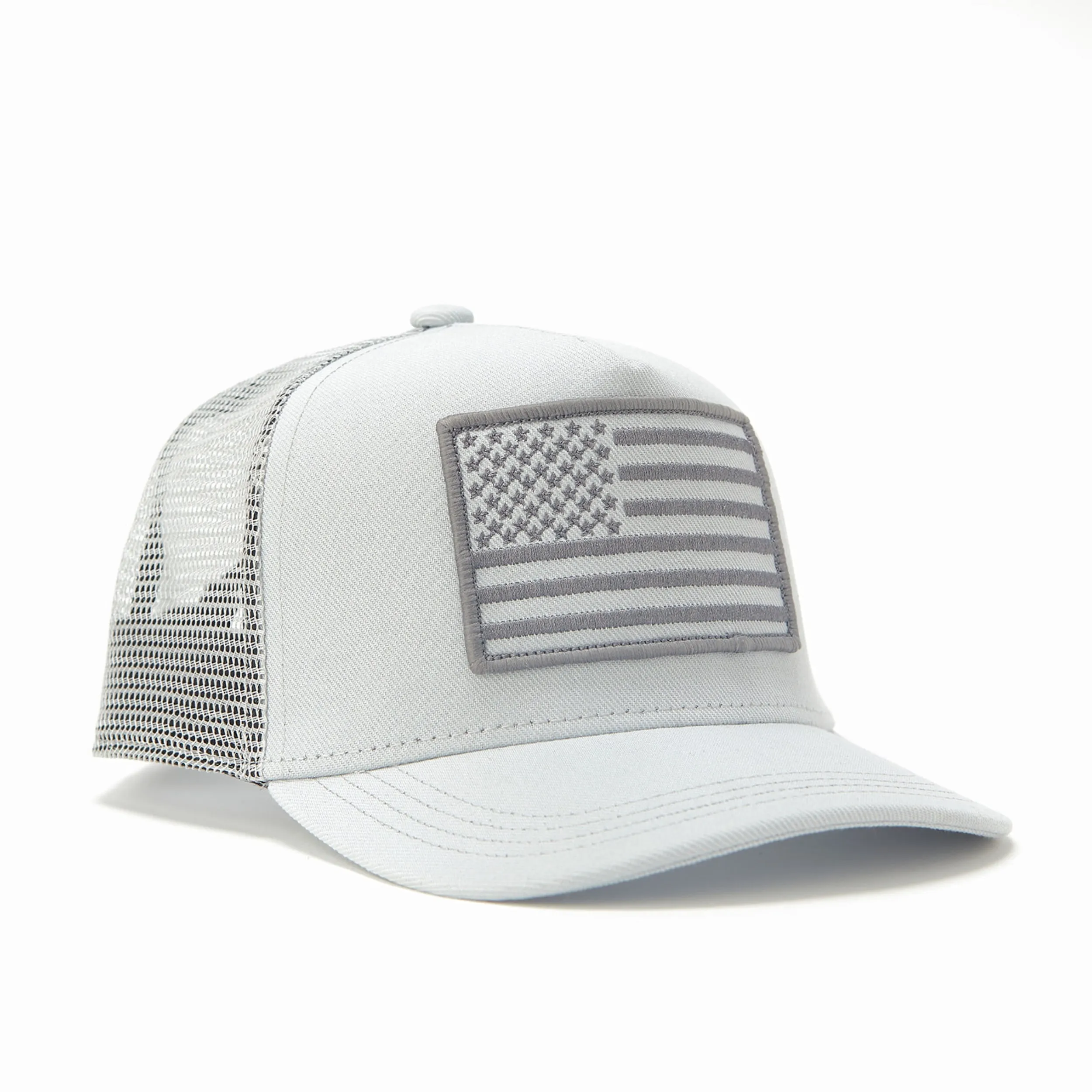 USA Flag Grey Mesh Trucker Hat