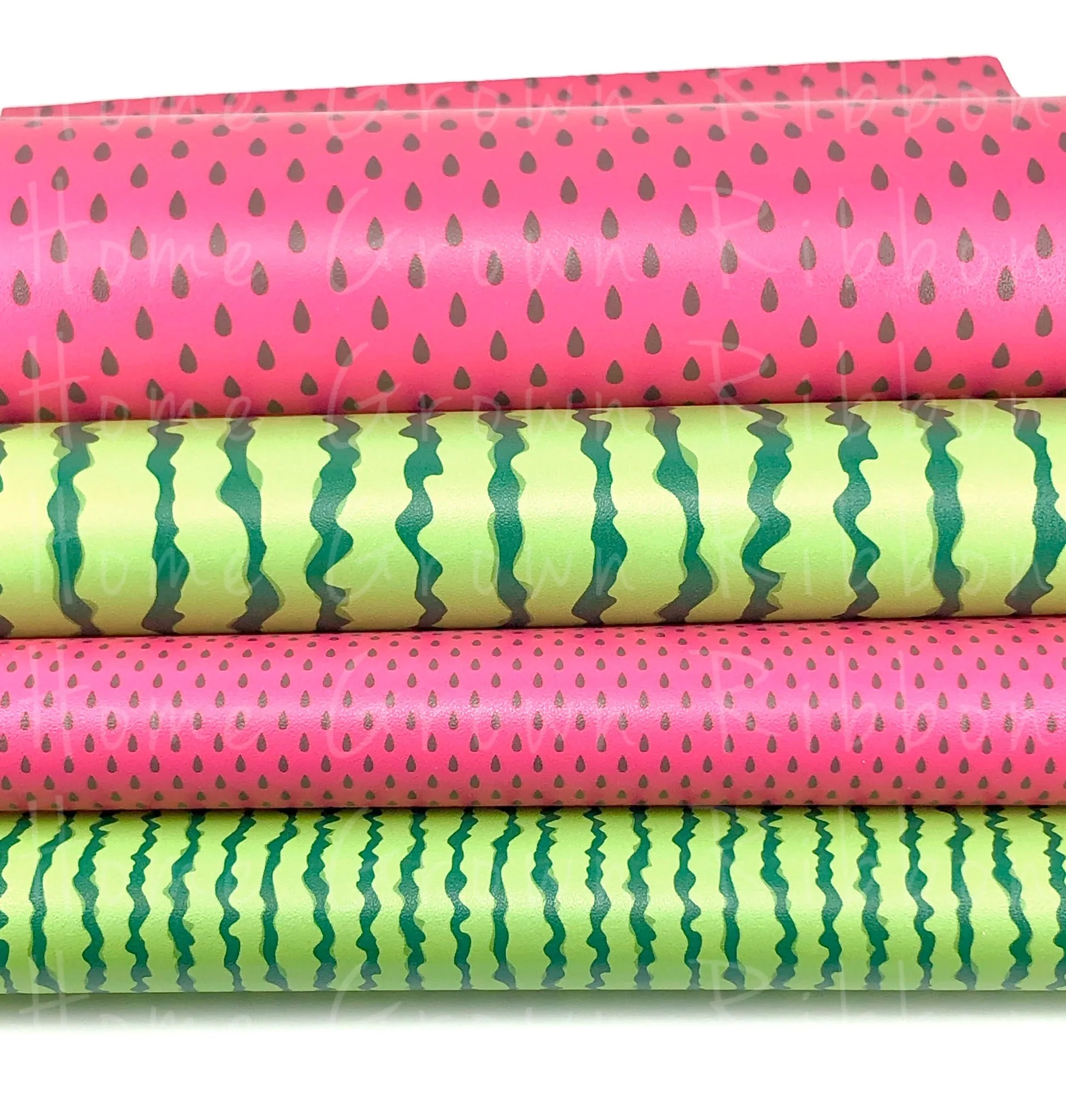 Watermelon Rind and Seed Faux Leather Sheets - Large Scale