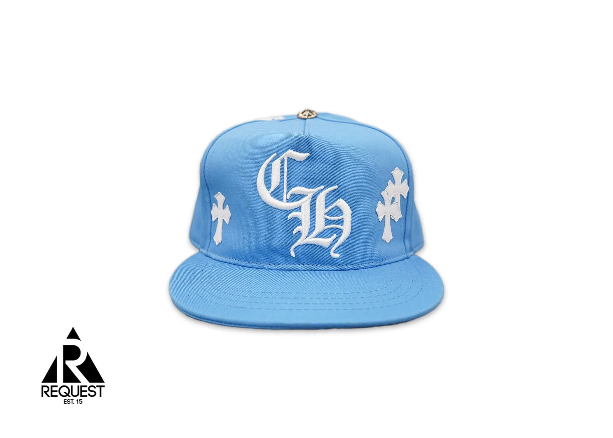 White Leather Crosses St Barths Exclusive Snapback "Blue"