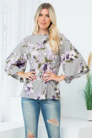 Wide Sleeve Floral Top