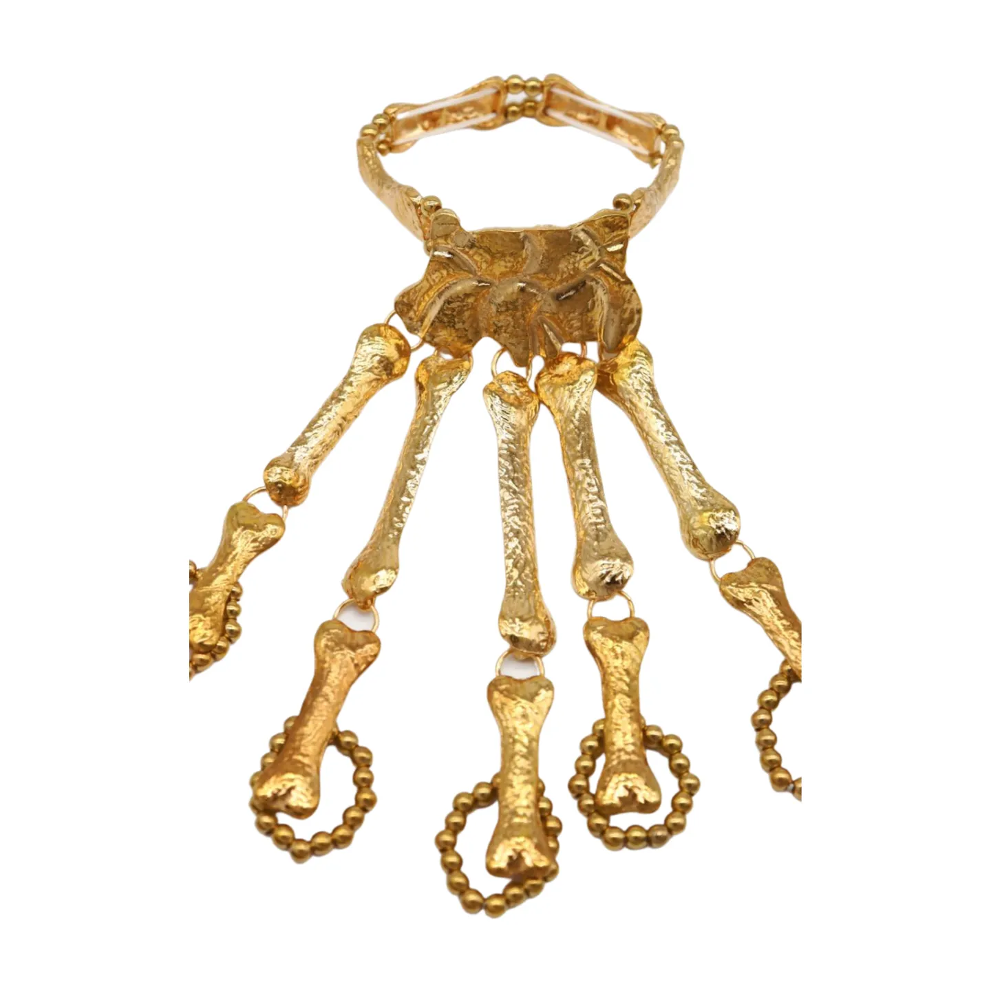 Women Gold Metal Bracelet 5 Long Finger Bone Skeleton Hand Chain