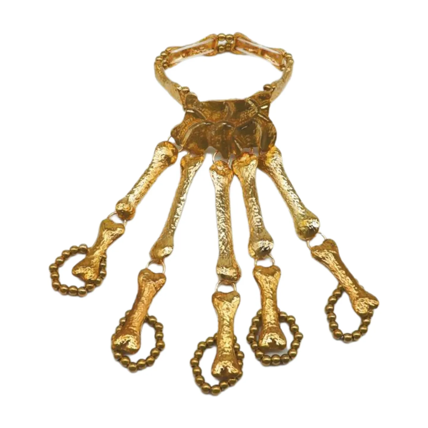 Women Gold Metal Bracelet 5 Long Finger Bone Skeleton Hand Chain
