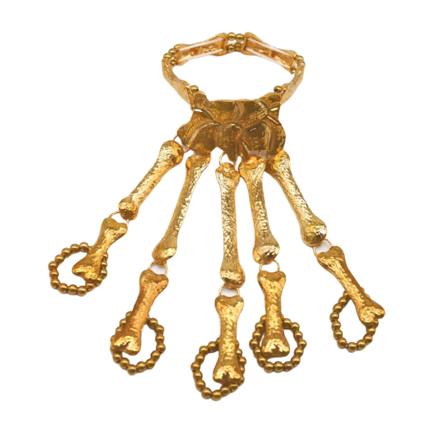 Women Gold Metal Bracelet 5 Long Finger Bone Skeleton Hand Chain