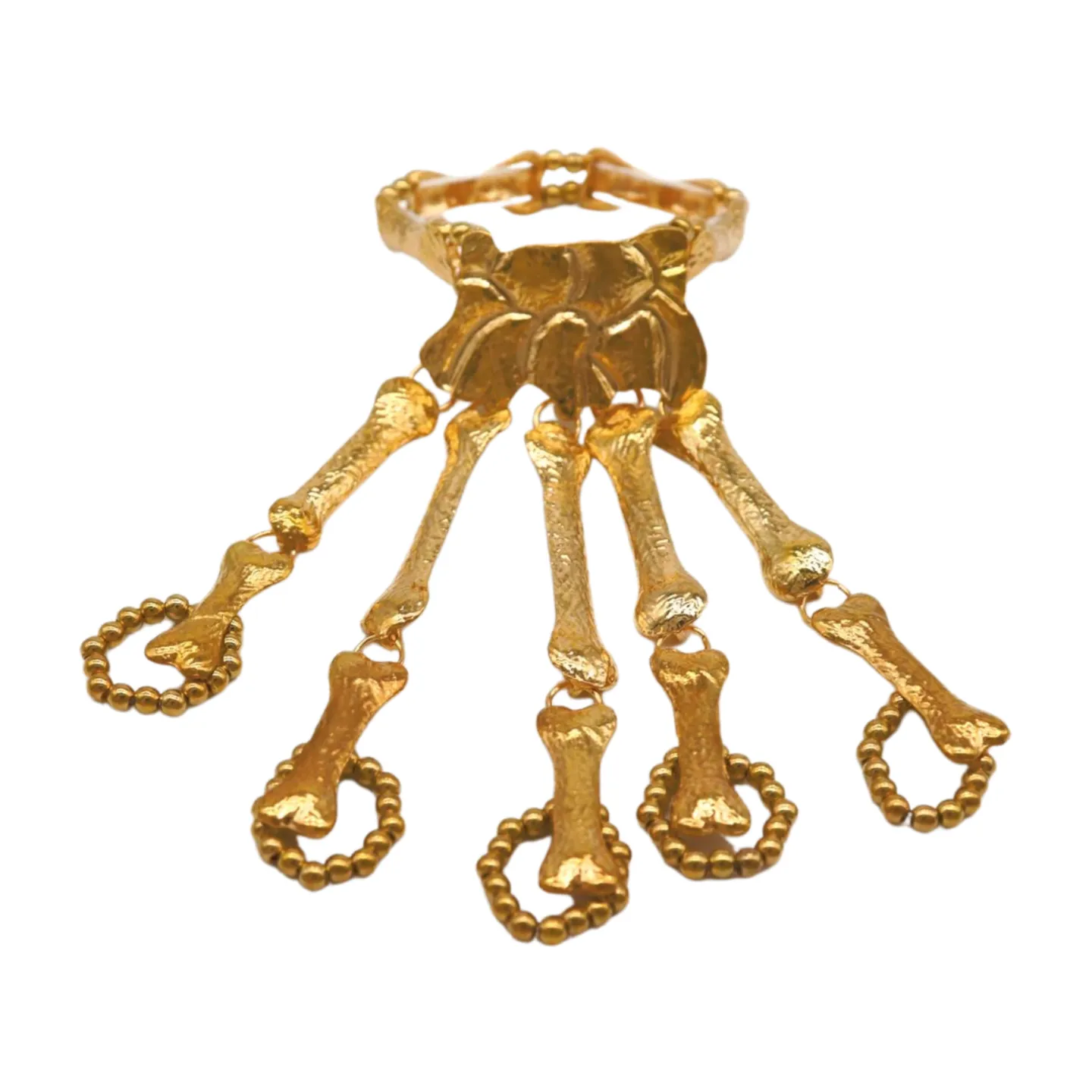 Women Gold Metal Bracelet 5 Long Finger Bone Skeleton Hand Chain