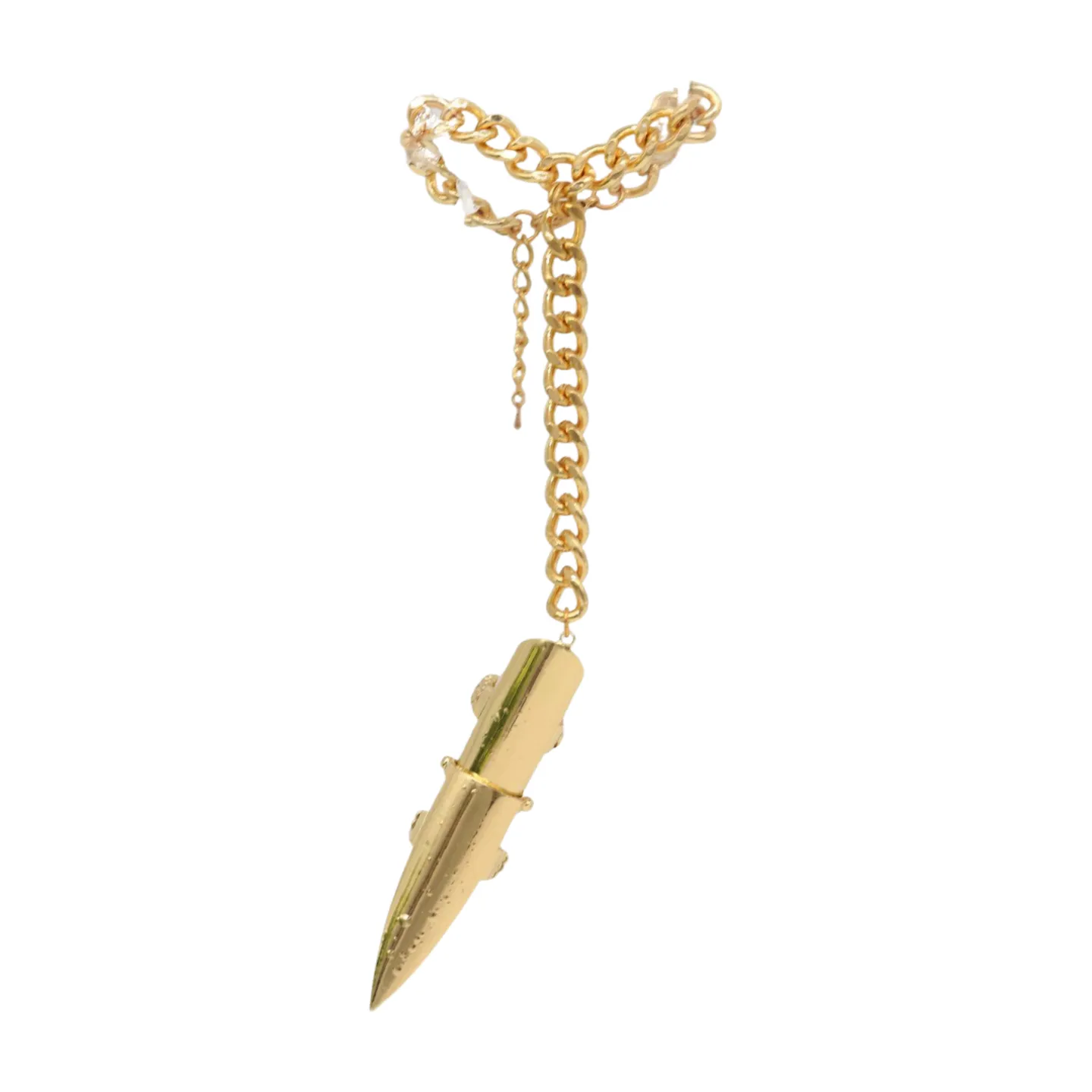 Women Gold Metal Hand Chain Bracelet Long Finger Nail Ring
