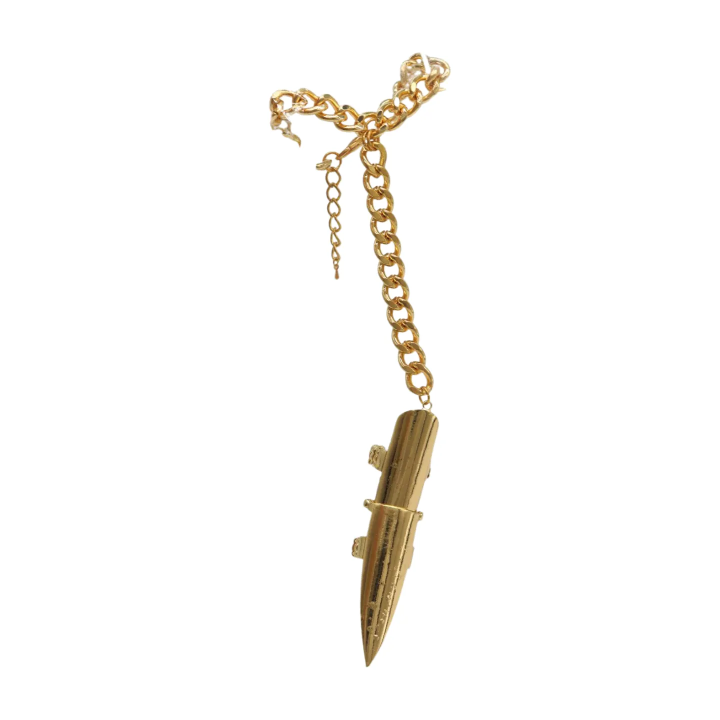 Women Gold Metal Hand Chain Bracelet Long Finger Nail Ring