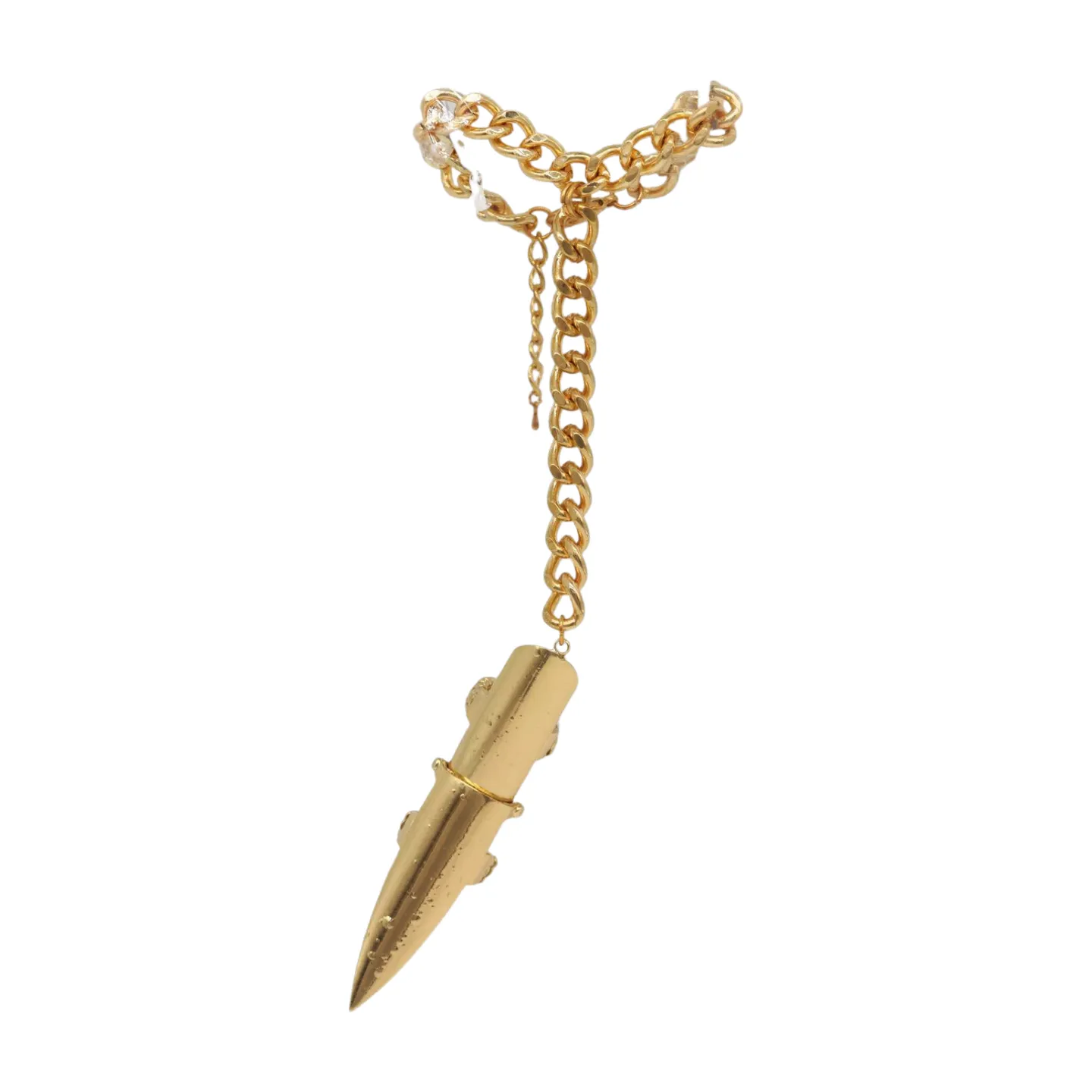 Women Gold Metal Hand Chain Bracelet Long Finger Nail Ring