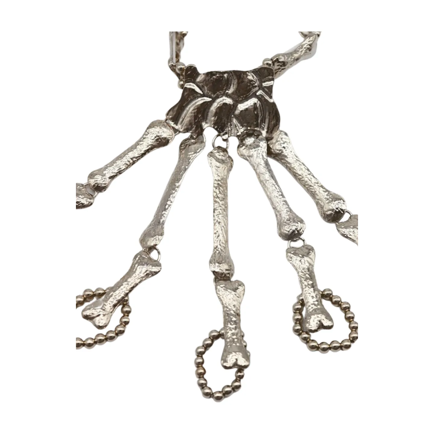 Women Silver Metal Hand Chain Bracelet 5 Finger Skeleton Ring